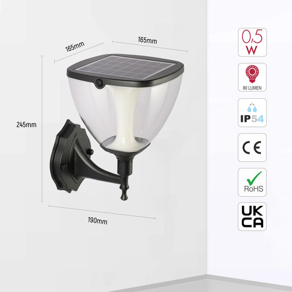 Solar Wall Lantern, Vintage-Inspired, 3CCT Color, Motion Sensor, Rechargeable Outdoor Lighting, Outdoor Wall Light, TEKLED