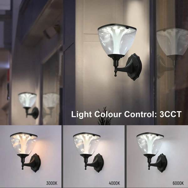 Solar Wall Lantern, Vintage-Inspired, 3CCT Color, Motion Sensor, Rechargeable Outdoor Lighting, Outdoor Wall Light, TEKLED