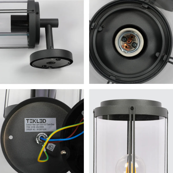 Tanaro Vintage Outdoor Wall Lantern E27 Dark Grey 7