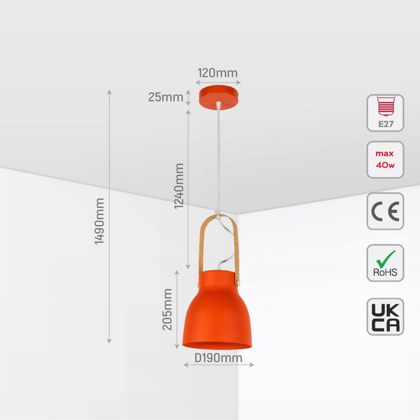 Size and certifications of Versatile Narvik Nordic Cone Pendant Light 150-18414
