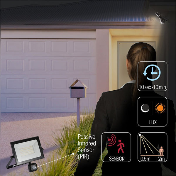 Settings of motion sensor of Pegasus Flood Light with PIR Motion Sensor 50W 4000K Cool White IP65