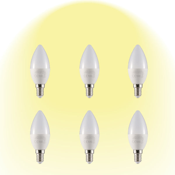 Vela LED Candle Bulb C37 E14 Small Edison Screw 5W pack of 6 warm white