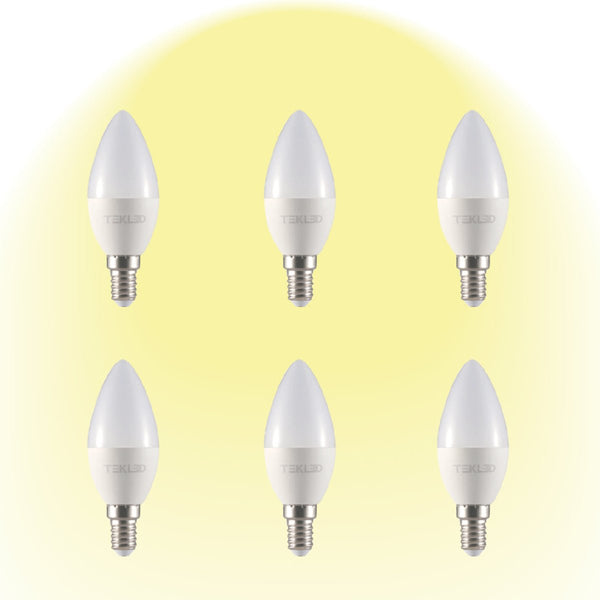 Vela LED Candle Bulb C37 Dimmable E14 Small Edison Screw 5W Pack of 6 3000K warm white