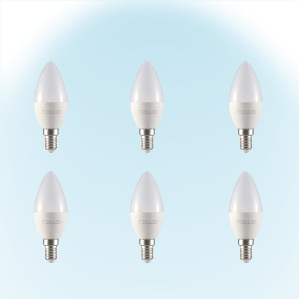 Vela LED Candle Bulb C37 Dimmable E14 Small Edison Screw 5W Pack of 6 6500k cool daylight