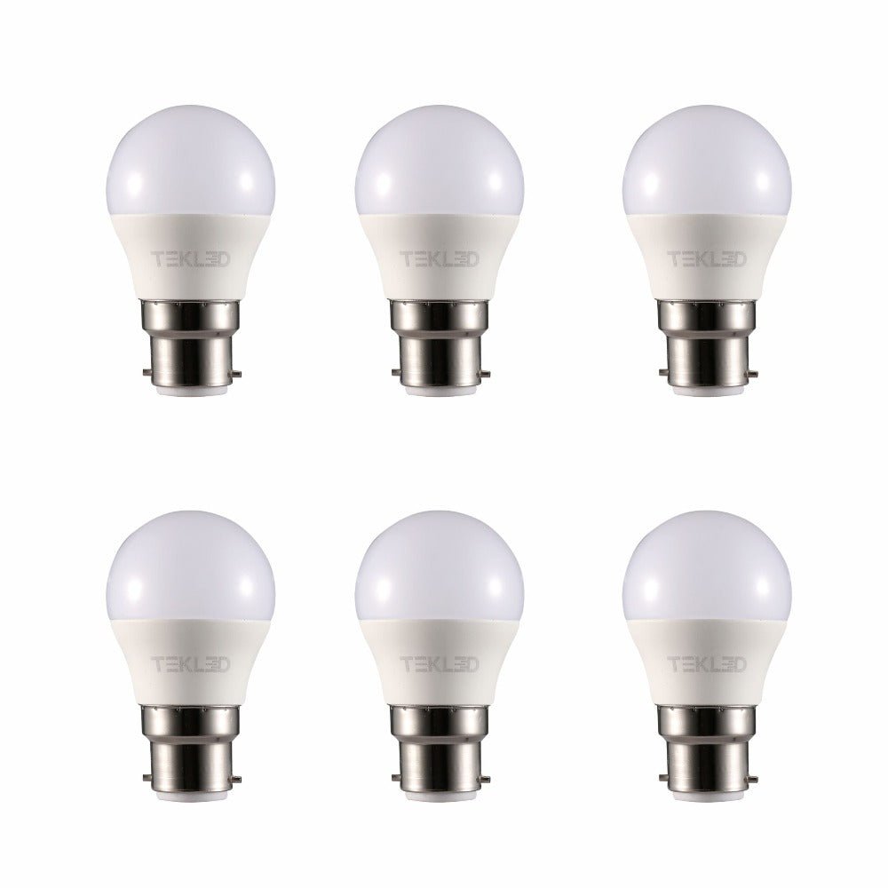 Main image of pack of 6 ursa led golf ball g45 bayonet cap 5w warm or cool white or cool daylight