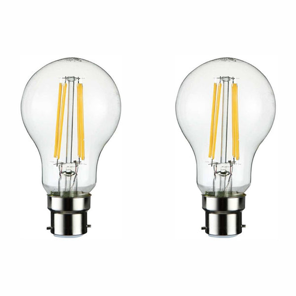 Main image of pack of 2 of LED Dimmable Filament A60 GLS Bulb B22 Bayonet Cap 6.5W Warm White