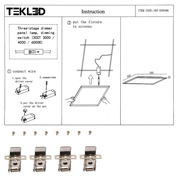 User manual for 600x600 Luminous Switch 3CCT LED Panel Light 2x2ft 40W-165-038406