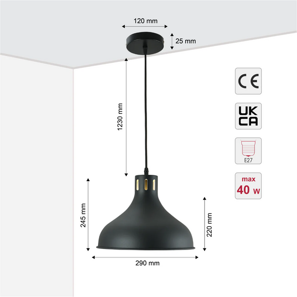 Size and certifications of Artisan Onion Dome Pendant Light 150-18438