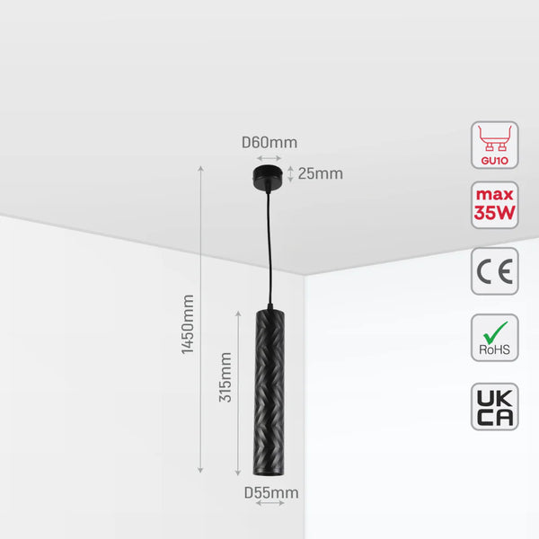 Black Cylinder Pendant Downlight GU10 Modern Minimalist, Pendant Downlight, TEKLED 10