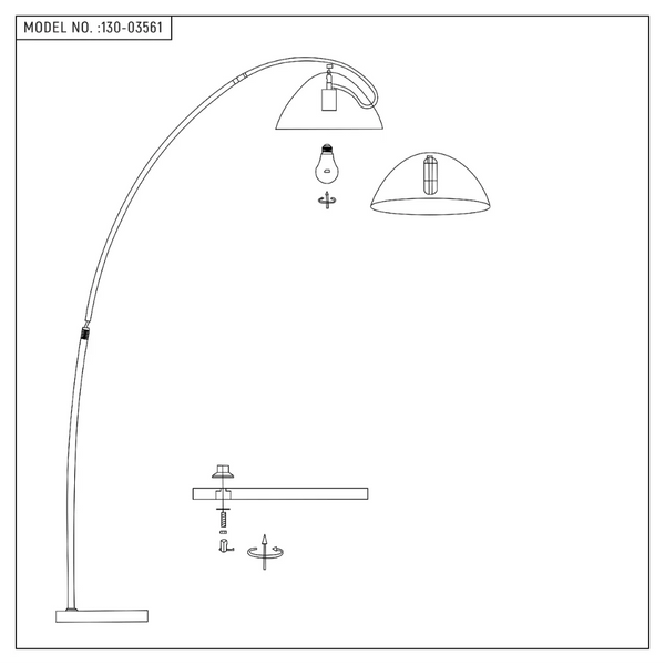 Black Elegance Curved Floor Lamp with Dome Shade 8