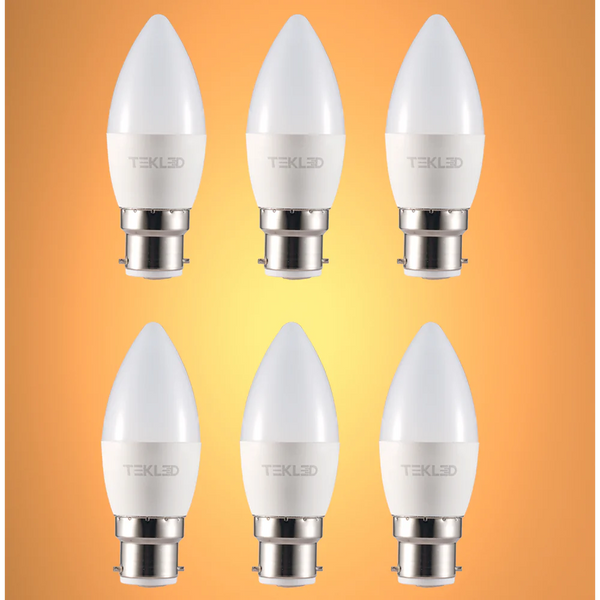 Cetus LED Candle Bulb C37 Dimmable B22 Bayonet Cap 6W Pack of 6 10