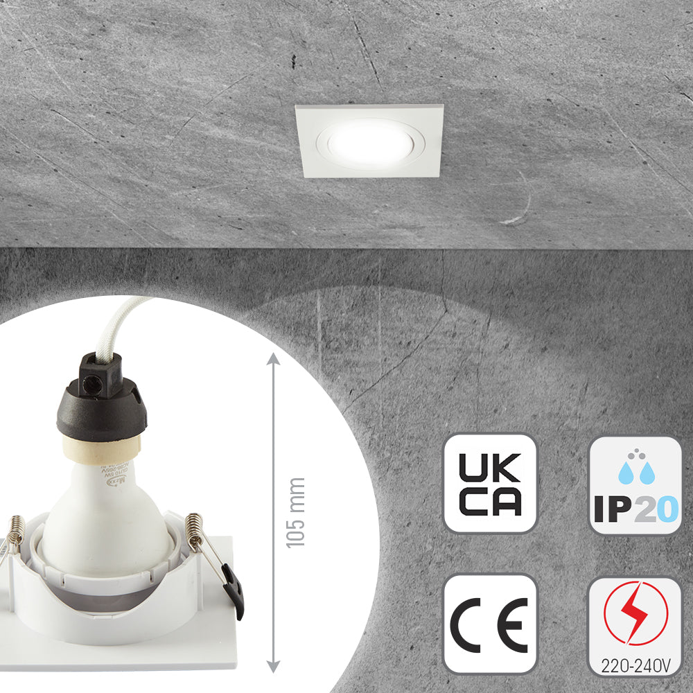 Rectangle Downlight Size Rectangle Polycarbonate Tilt Recessed Downlight GU10 – Star LED Lighting