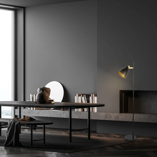 Cone-Shaded Floor Lamp with Gold Detailing & Decorative Shade - Versatile Colours 10