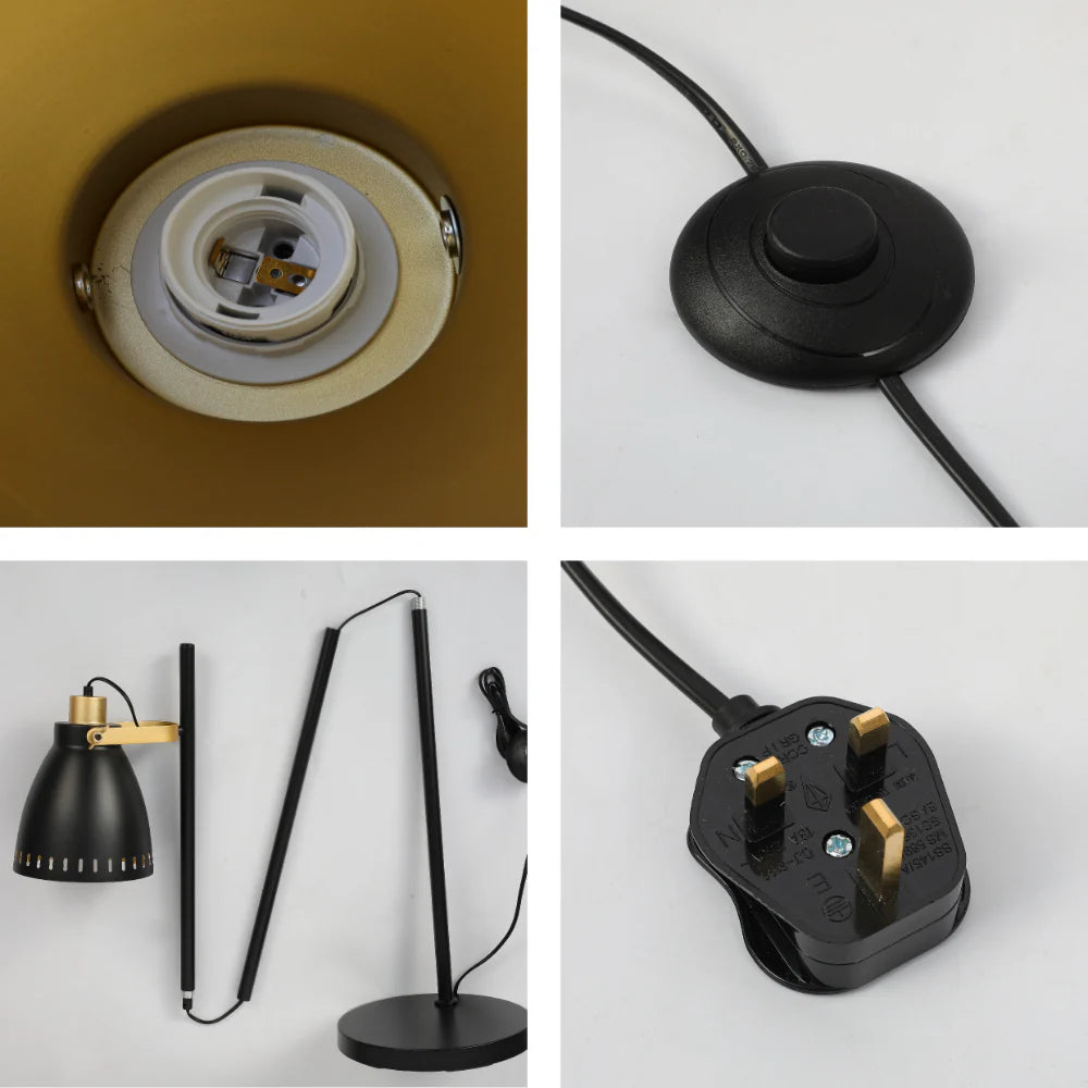 Cone-Shaded Floor Lamp with Gold Detailing & Decorative Shade - Versatile Colours 19