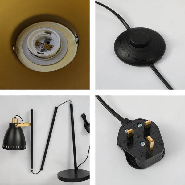 Cone-Shaded Floor Lamp with Gold Detailing & Decorative Shade - Versatile Colours 19