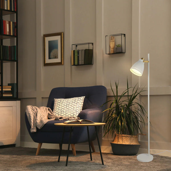 Cone-Shaded Floor Lamp with Gold Detailing & Decorative Shade - Versatile Colours 11