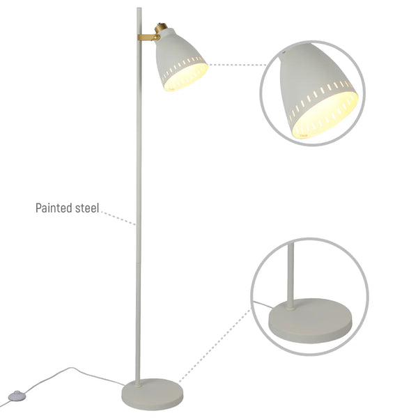 Cone-Shaded Floor Lamp with Gold Detailing & Decorative Shade - Versatile Colours 17