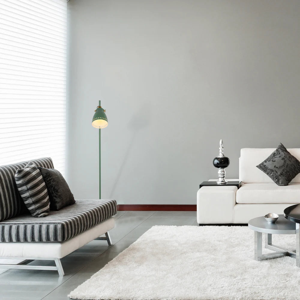 Cone-Shaded Floor Lamp with Gold Detailing & Decorative Shade - Versatile Colours 6