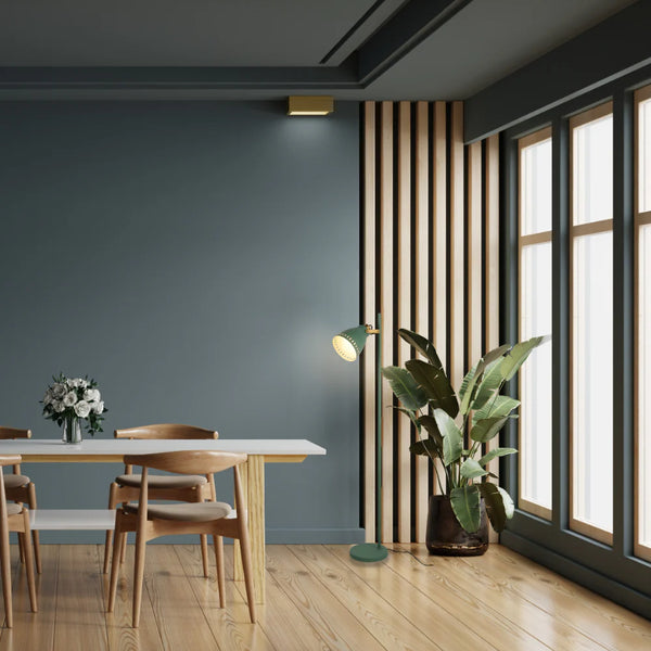 Cone-Shaded Floor Lamp with Gold Detailing & Decorative Shade - Versatile Colours 9