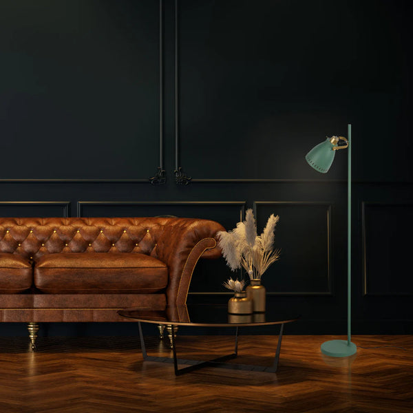 Cone-Shaded Floor Lamp with Gold Detailing & Decorative Shade - Versatile Colours 12