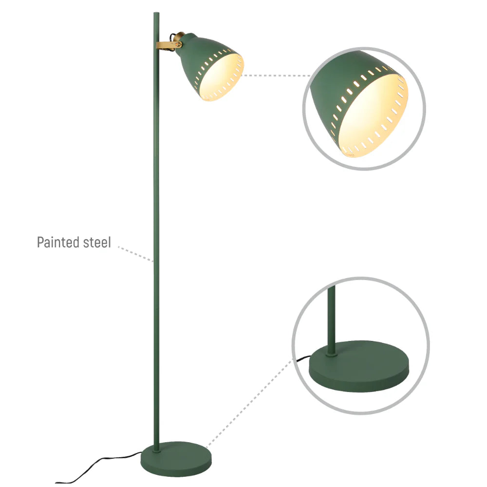 Cone-Shaded Floor Lamp with Gold Detailing & Decorative Shade - Versatile Colours 18