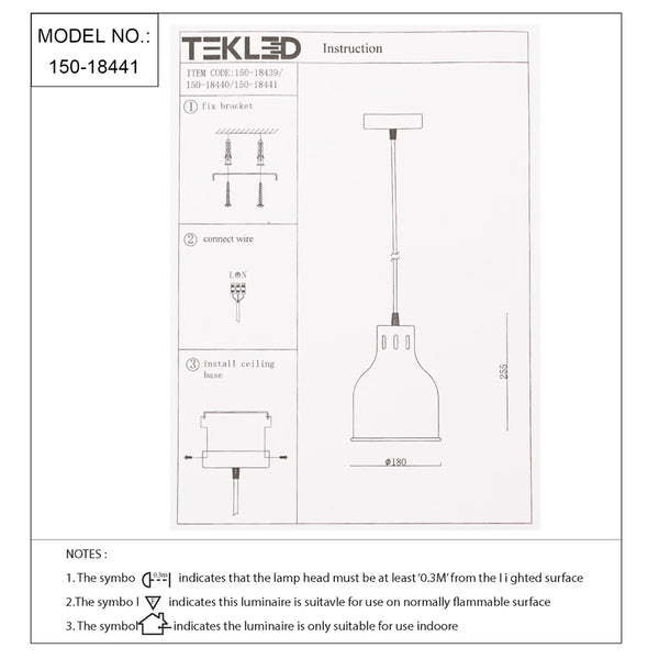 Technical specs of Contemporary Dome-Topped Cylinder Pendant Light 150-18441
