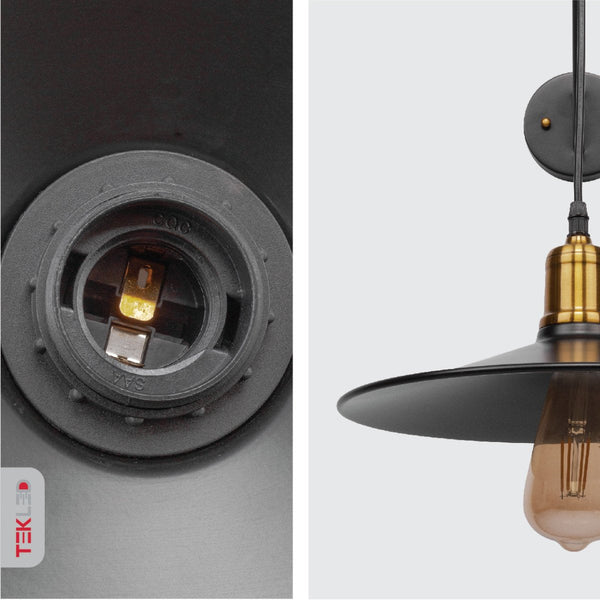 Detailed shots of Black Gold Metal Suspended Wall Light with E27 Fitting | TEKLED 151-19636