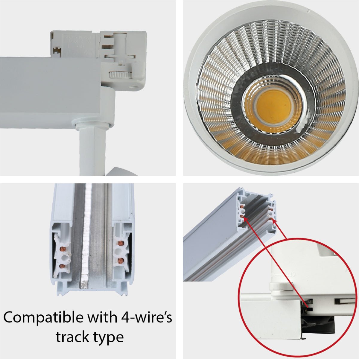 Detailed shots of Tracklight 5-wire 3-Line 30W Cool White 4000K White Body | TEKLED 174-039902