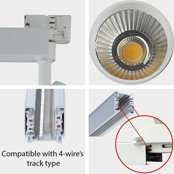 Detailed shots of Tracklight 5-wire 3-Line 30W Cool White 4000K White Body | TEKLED 174-039902