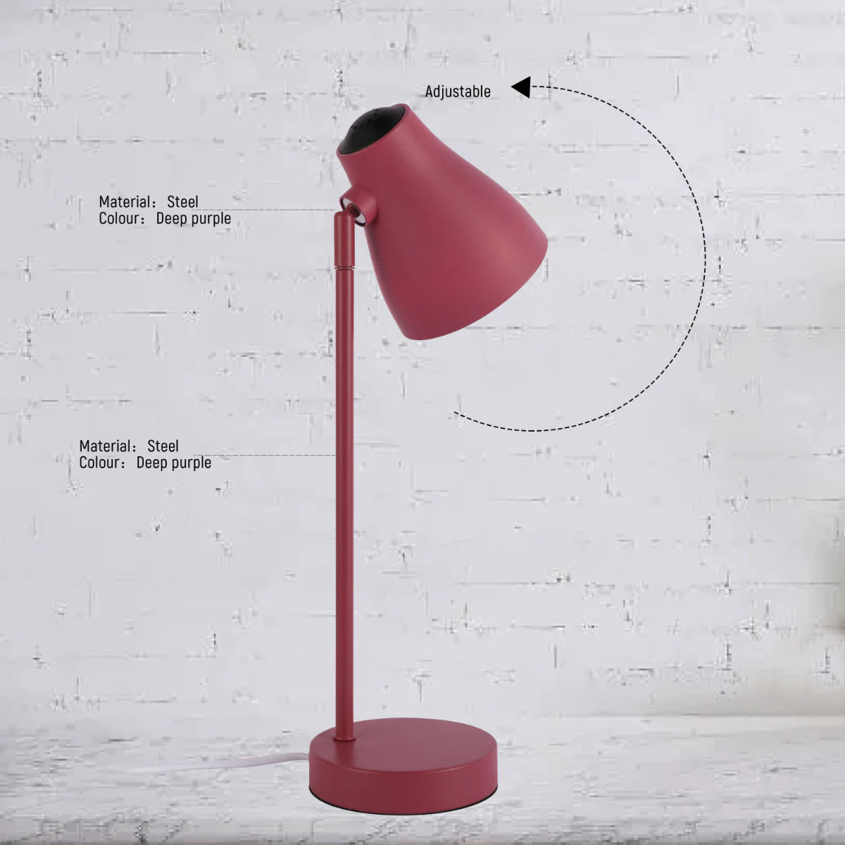 Technical specs of Elegant Rotatable Desk Lamp in Assorted Colors 130-03648