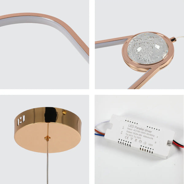 Close shots of Farrah Moon Pearl LED Pendant Light Gold 159-18117