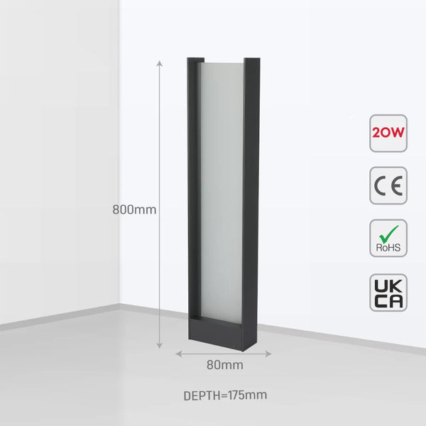 Frammed LED Outdoor Pathway Bollard Lawn Light 20W 4000K 5