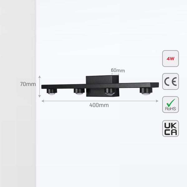 Freja Nordic Mirror LED Wall Light Black 4000K 9