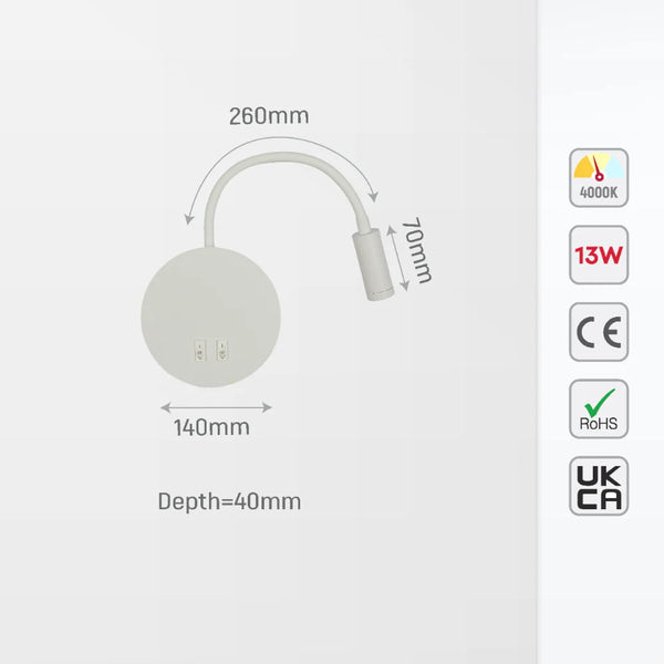 Gooseneck Reading Cove Ambient Bedside LED Wall Light 9