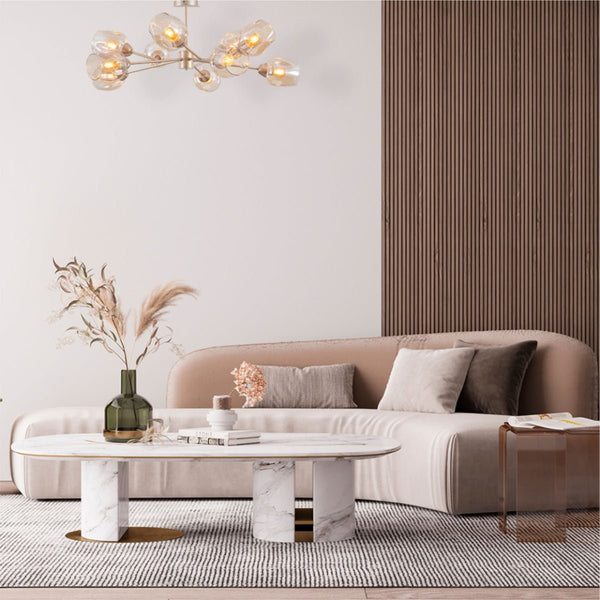 More interior usage of Amber Glass Metalic Gold Branch Twig Semi Flush Modern Ceiling Light with 10xE27 Fitting | TEKLED 159-17816