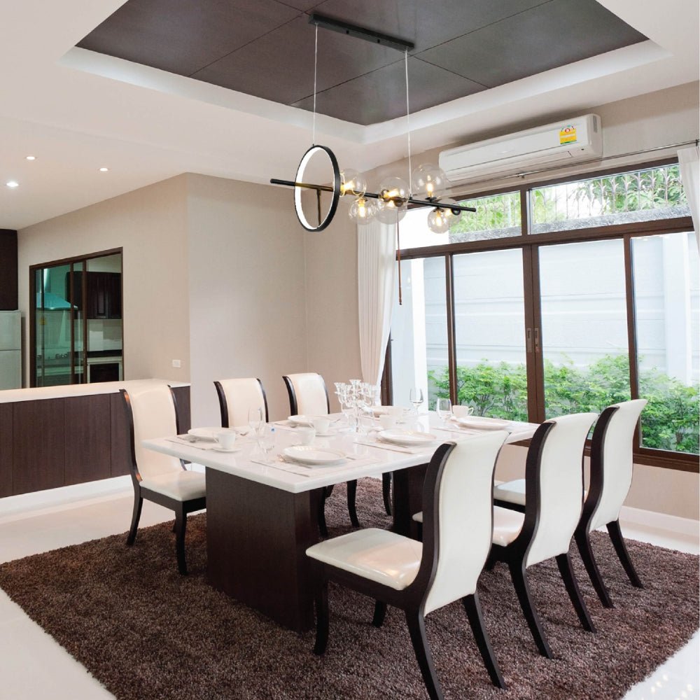 Expanse Rings Expanse Ring Black Clear Globe Glasses Kitchen Island LED Chandelier C ...