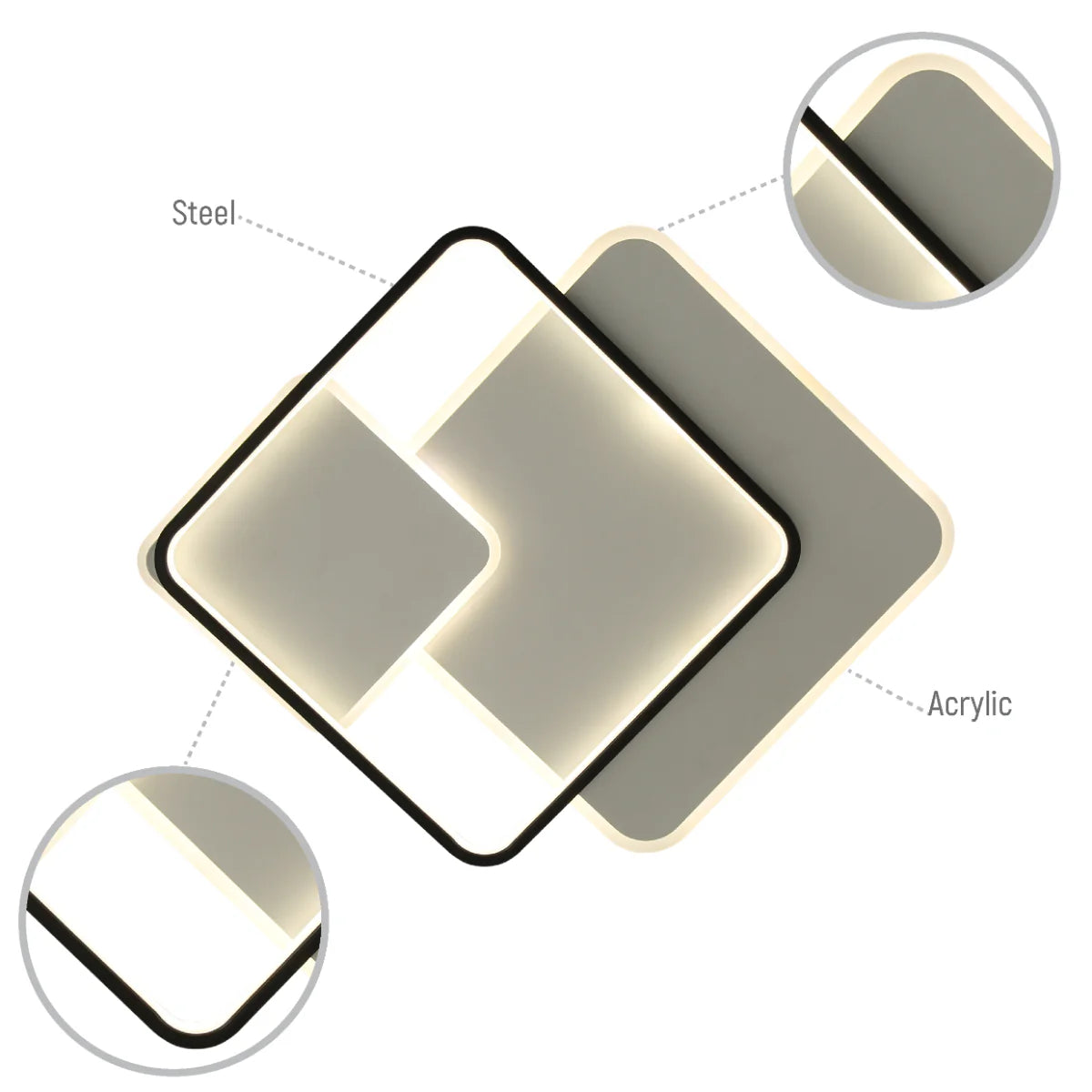 Lighting properties of Intersecting Squares LED Flush Ceiling Light 159-18105