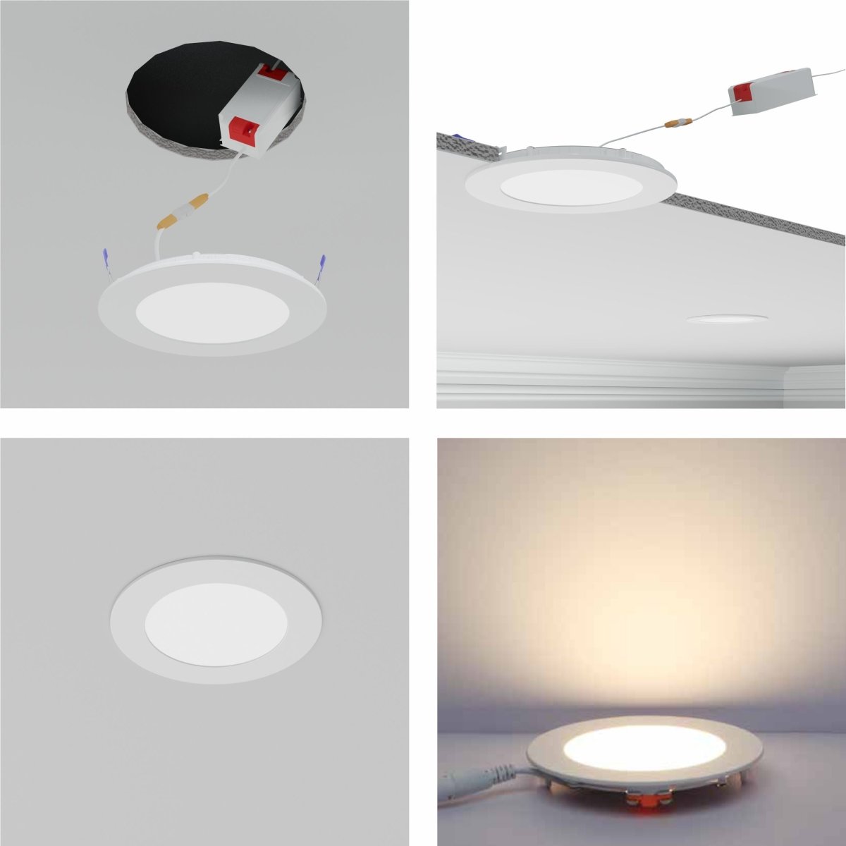 Detailed photo of downlight led round slim panel light 6w 3000k warm white d120mm