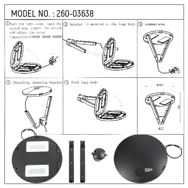 LED Pathway Garden Lamp Post Top Light 60W 3CCT 23