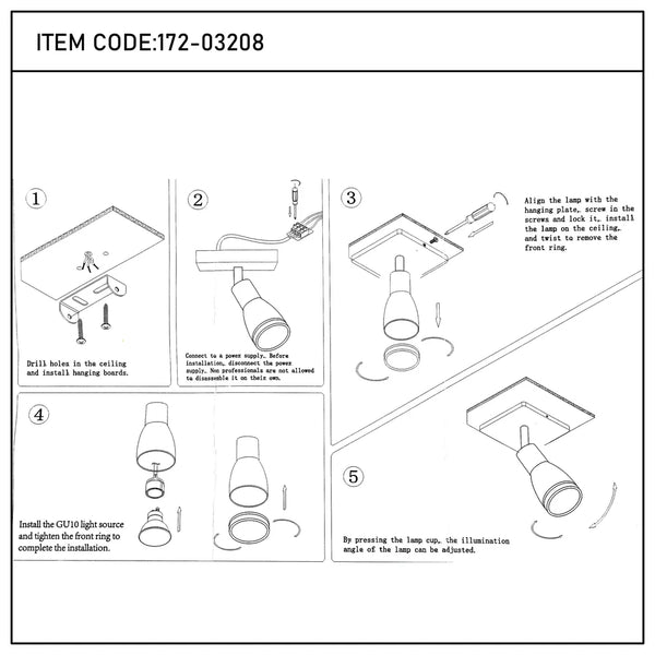 User manual for Luma Cylindro GU10 Spotlight Fixture-172-03208