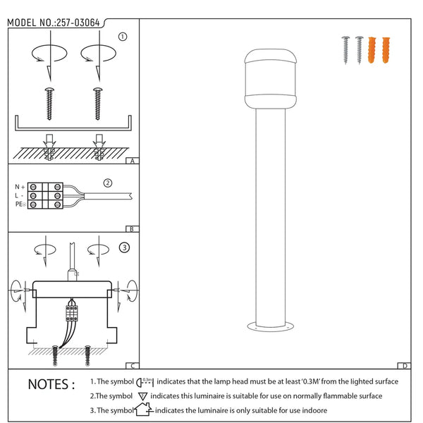 User manual for LunaVista Outdoor Bollard Light Black E27-257-03064