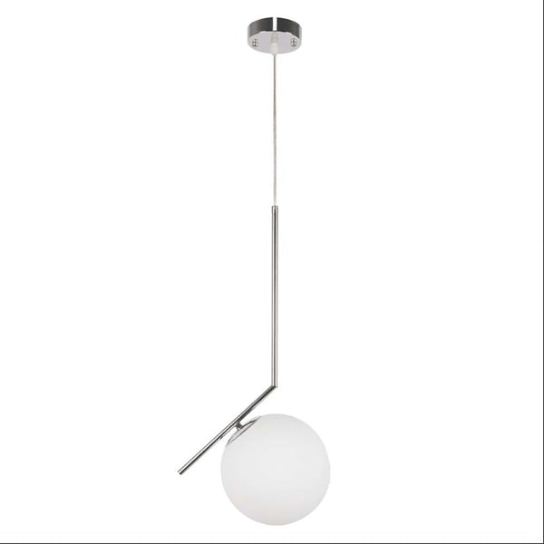 Chrome metal opal white glass globe pendant light s with e27 main image