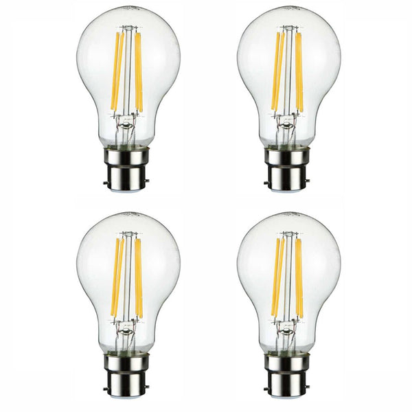 Main image of pack of 4 of LED Dimmable Filament A60 GLS Bulb B22 Bayonet Cap 6.5W Warm White
