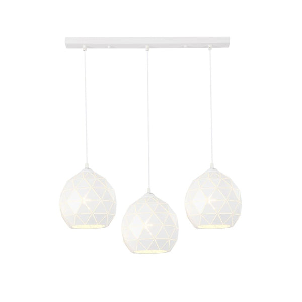 Main image of White Metal Laser Cut Dome Kitchen Island Pendant Ceiling Light Small with 3xE27 Fittings | TEKLED 158-19720