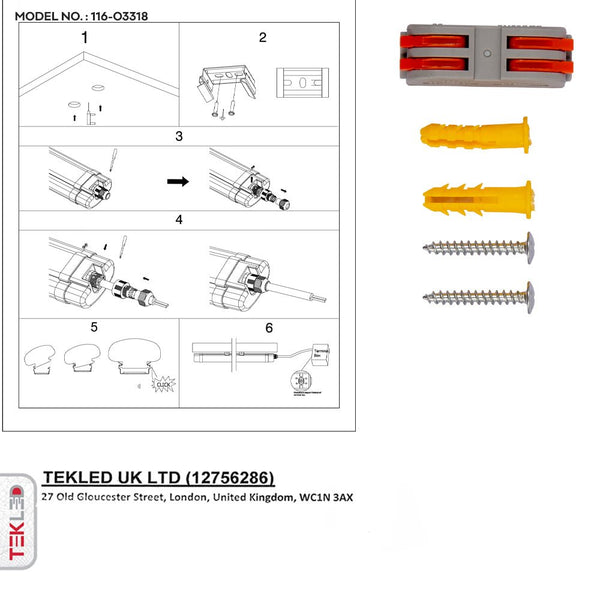 User manual for LED Tri-proof Slim Batten Linear Fitting 18W 6500K Cool Daylight IP65 60cm 2ft