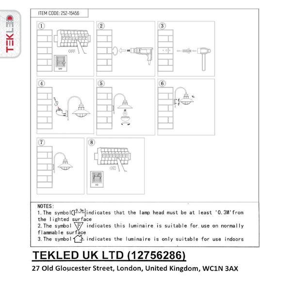 User manual for Sunflower Wall Lamp Matt Black Clear Glass E27