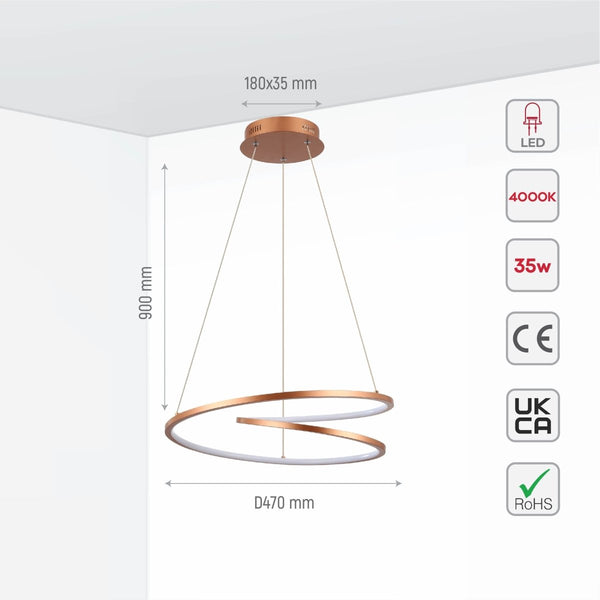 Led Double Loop LED Double Triple Loop-Infinity White-Black-Gold Finishing 4000K Natur ...