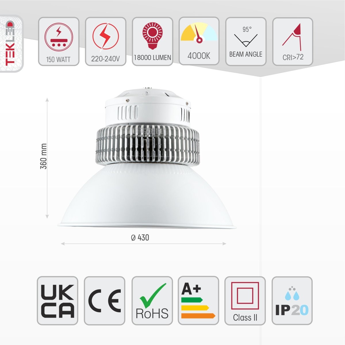 Led With Radiator LED Radiator High bay 150W Cool White 4000K IP20 – Star LED Lighting