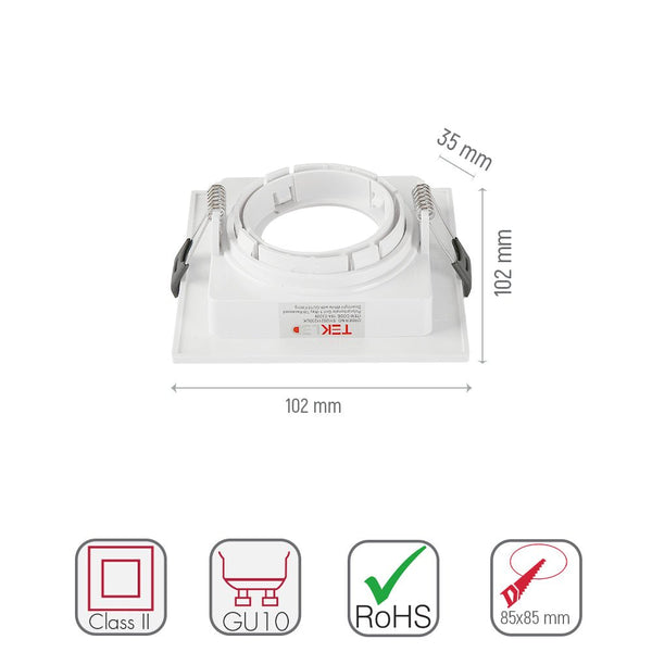 Size and specs of Polycarbonate Grill Tilt Recessed Downlight GU10 White or Black Single Double Triple | TEKLED 164-03009 164-03015