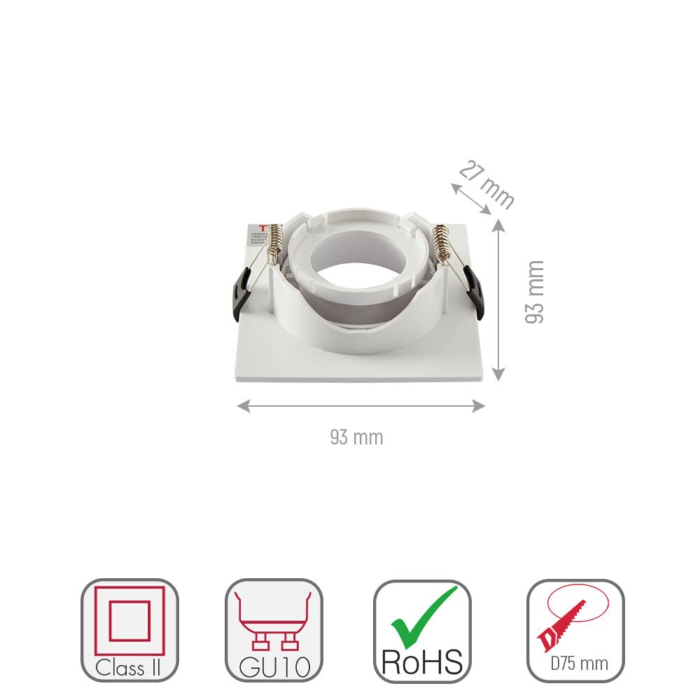 Rectangle Downlight Size Rectangle Polycarbonate Tilt Recessed Downlight GU10 – Star LED Lighting
